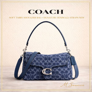 NEW Coach Soft Tabby Shoulder Bag in Signature Denim with straps NWT